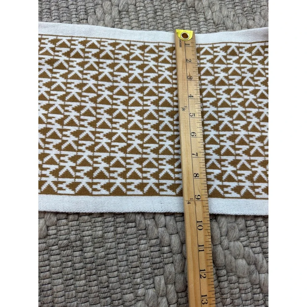 Michael Kors Scarf Womens OS Dark Camel Cream Monogram Knit Logo Winter Fall
